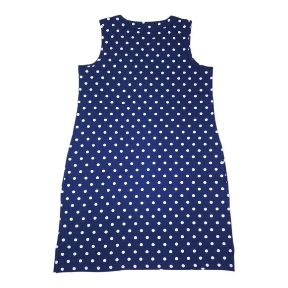 Lands End Womens Polka Dot Sleeveless Cotton Shift Dress Navy White Size M - Picture 2 of 9